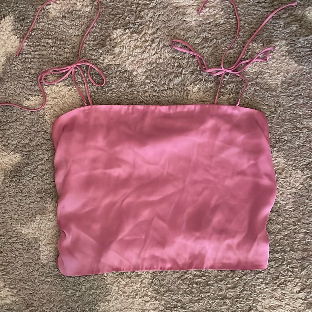 NWOT Pink Satin Silk Urban Outfitters Going-Out Party Top with adjustable straps